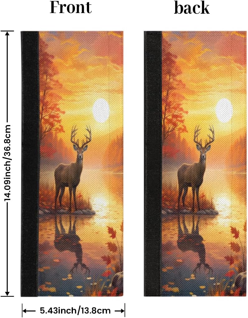 DXTKWL Fall Forest River Sunset Deer Refrigerator Door Handle Covers Set of 2 Kitchen Appliance Handle Covers Protector for Fridge Microwave Stove Oven Dishwasher - Image 1